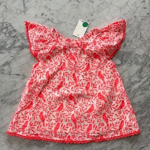 Mini Biden Parrot Top Blouse Coral Pink NWT